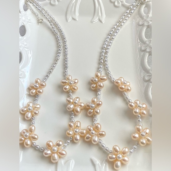 N289-Handmade High Quality Champagne Flower Pearl Baby Pearl Necklace - Picture 2 of 11